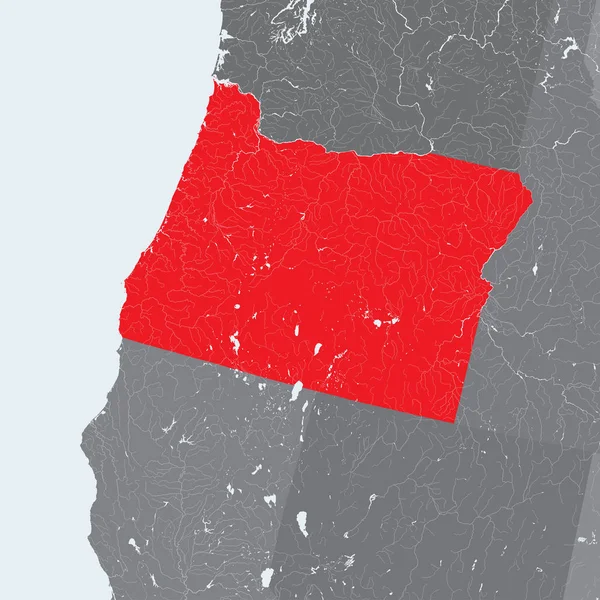 Stati Uniti Mappa Dell Oregon Fatto Mano Fiumi Laghi Sono — Vettoriale Stock