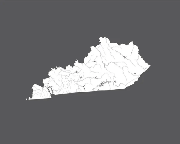 美国州地图肯塔基 手工制作 河流和湖泊显示 请看我的地图系列的其他图片 他们都非常详细 并精心绘制与河流和湖泊 — 图库矢量图片