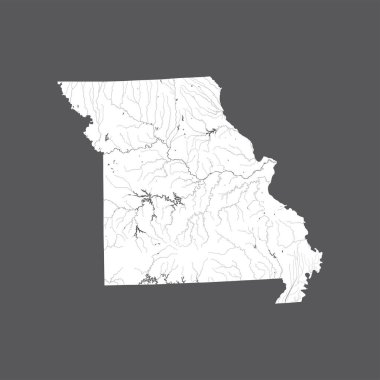 ABD eyaletinden - Missouri haritası. El yapımı. Nehirler ve göller gösterilir. Lütfen kartografik serisinin diğer benim görüntülere bakın - onlar tüm çok detaylı ve elle çizilmiş dikkatle ile nehirler ve göller.