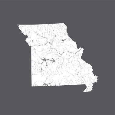 U.S. states - map of Missouri. Hand made. Rivers and lakes are shown. Please look at my other images of cartographic series - they are all very detailed and carefully drawn by hand WITH RIVERS AND LAKES. clipart