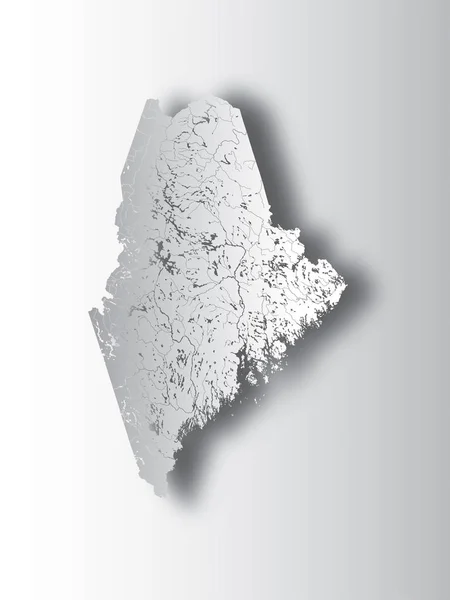 Stelt Kaart Van Maine Met Papier Knippen Effect Met Hand — Stockvector