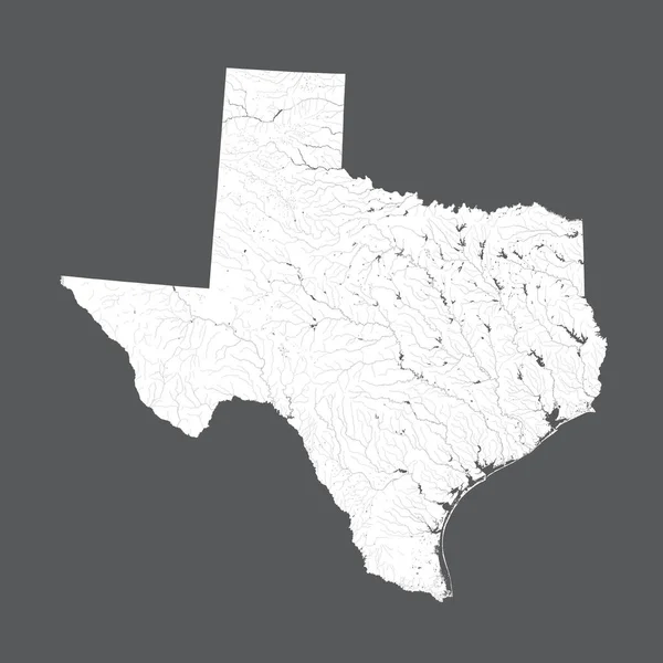 Abd Eyaletinden Teksas Haritası Yapımı Nehirler Göller Gösterilir Lütfen Kartografik — Stok Vektör
