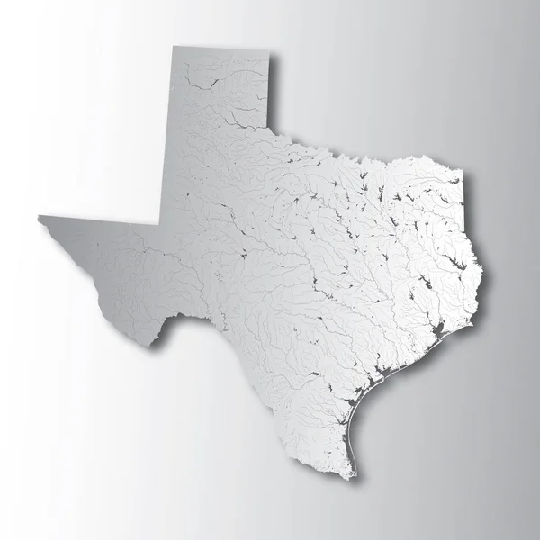 Stati Uniti Mappa Del Texas Con Effetto Carta Tagliata Fatto — Vettoriale Stock