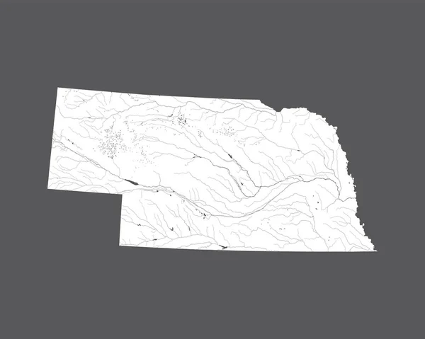 Stanach Usa Mapa Nebraska Ręcznie Wykonane Rzeki Jeziora Wyświetlane Proszę — Wektor stockowy