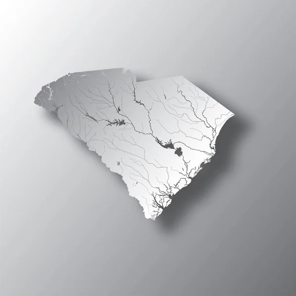 Estados Unidos Mapa Carolina Del Sur Con Efecto Corte Papel — Vector de stock