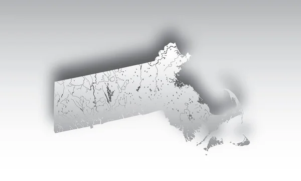 Estados Unidos Mapa Massachusetts Com Efeito Corte Papel Feito Mão — Vetor de Stock