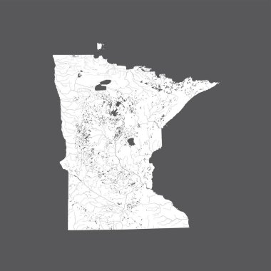 ABD eyaletinden - Minnesota haritası. El yapımı. Nehirler ve göller gösterilir. Lütfen kartografik serisinin diğer benim görüntülere bakın - onlar tüm çok detaylı ve elle çizilmiş dikkatle ile nehirler ve göller.
