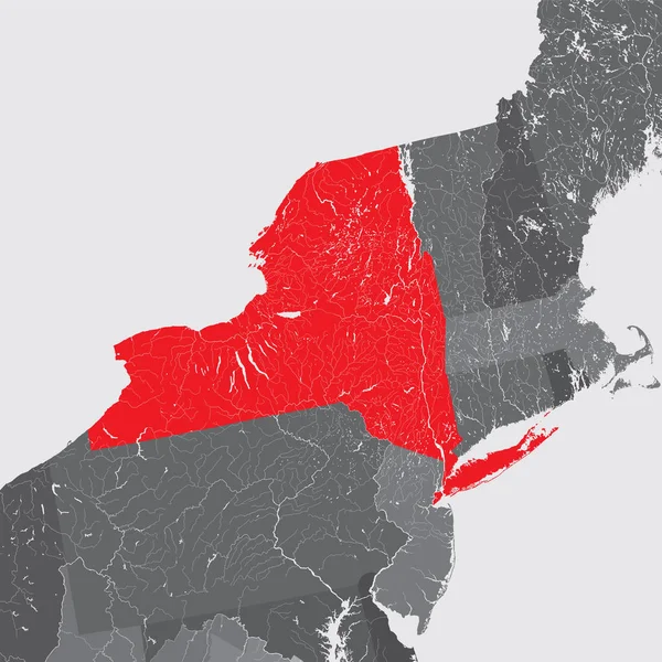 Stanach Usa Northeastern United States Nowy Jork Ręcznie Zrobiona Mapa — Wektor stockowy