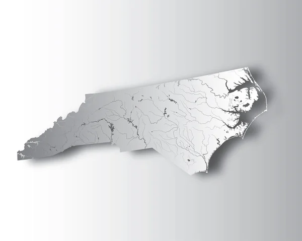 Stelt Kaart Van Noord Carolina Met Papier Knippen Effect Met — Stockvector