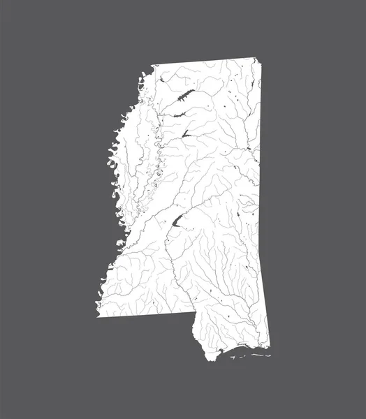 Stati Uniti Mappa Del Mississippi Fatto Mano Fiumi Laghi Sono — Vettoriale Stock