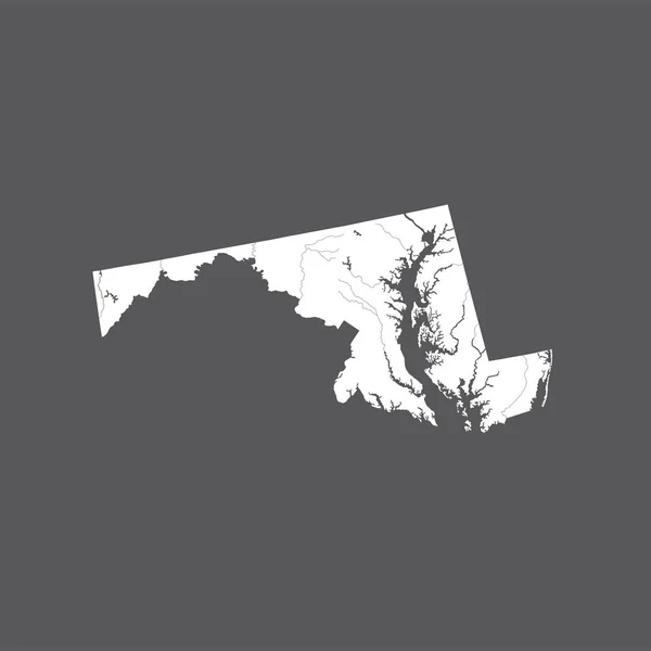 États Unis Carte Maryland Fait Main Rivières Lacs Sont Représentés — Image vectorielle