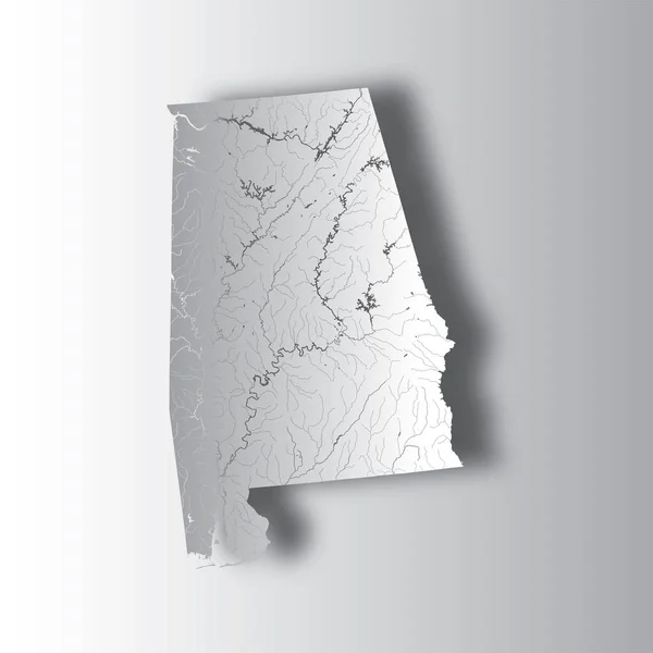 États Unis Carte Alabama Avec Effet Coupe Papier Fait Main — Image vectorielle