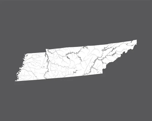 Stati Uniti Mappa Del Tennessee Fatto Mano Fiumi Laghi Sono — Vettoriale Stock