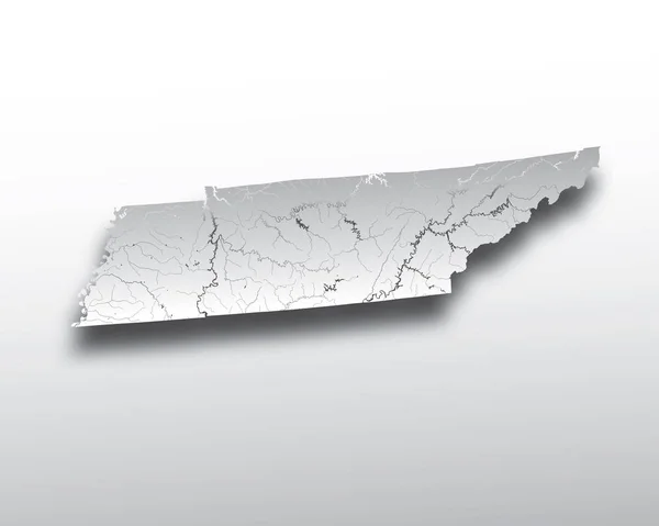 Stelt Kaart Van Tennessee Met Papier Knippen Effect Met Hand — Stockvector