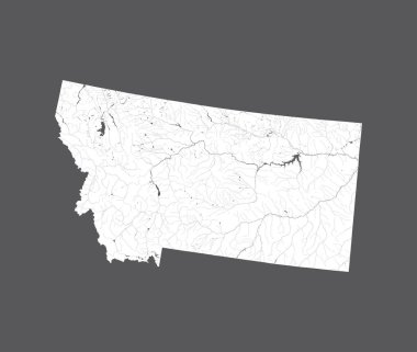 U.S. states - map of Montana. Hand made. Rivers and lakes are shown. Please look at my other images of cartographic series - they are all very detailed and carefully drawn by hand WITH RIVERS AND LAKES. clipart