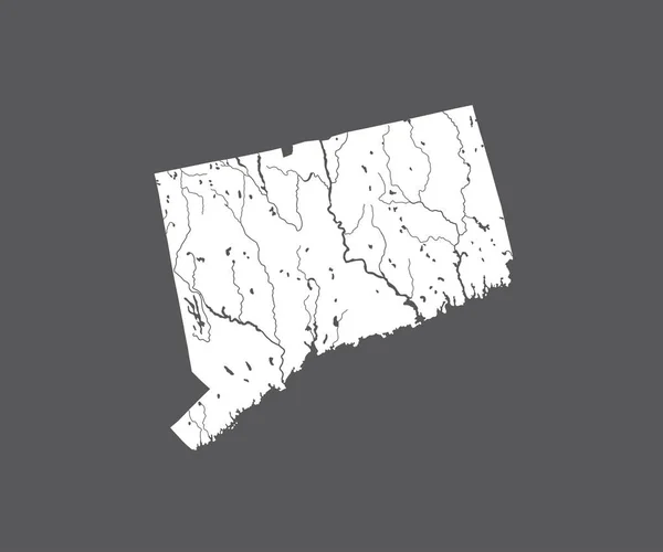 Штатах Сша Карту Коннектикут Ручної Роботи Показані Річок Озер Будь — стоковий вектор