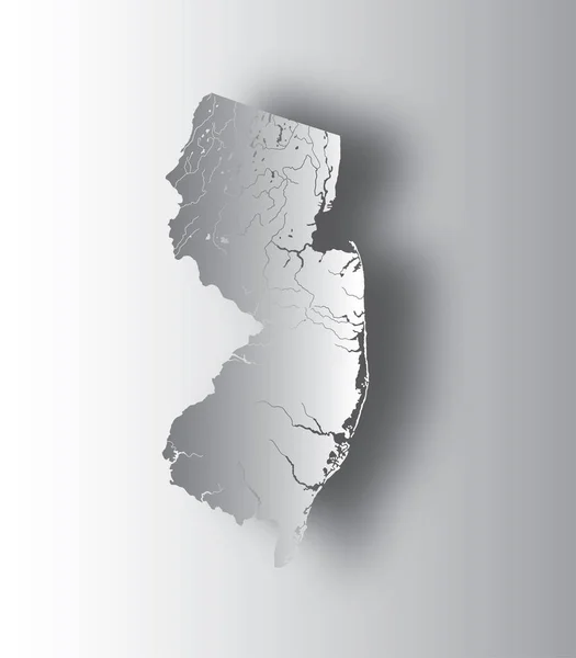 Estados Unidos Mapa Nueva Jersey Con Efecto Corte Papel Hecho — Archivo Imágenes Vectoriales