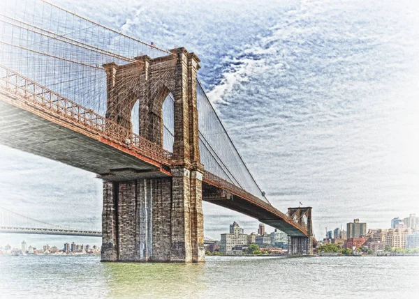 Vista Del Puente Brooklyn Desde Manhattan — Foto de Stock