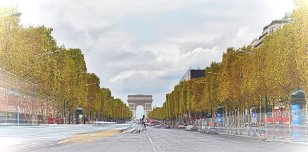 Avenue Des Champs Elysees Und Arc Triomphe Paris France Hdr — Stockfoto