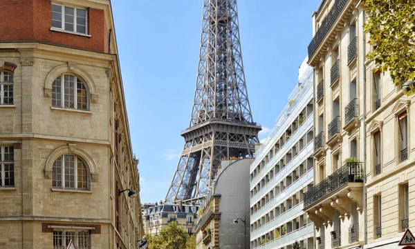 Ruas Paris Com Torre Eiffel — Fotografia de Stock