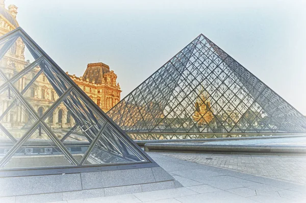 Paris Frankreich August 2018 Innenhof Des Musee Louvre — Stockfoto