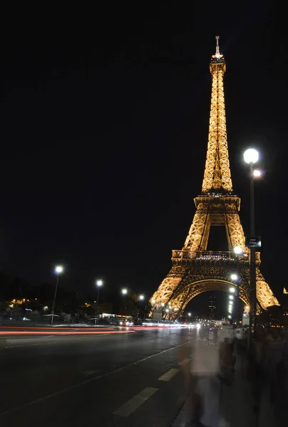 Paris Frankrike Augusti 2018 Eiffeltornet Upplyst Natten — Stockfoto