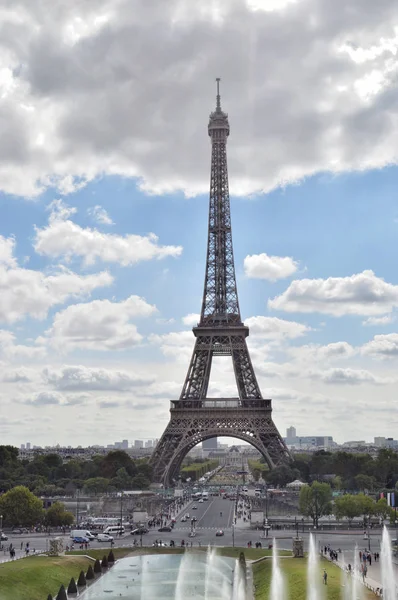 Vista Torre Eiffel Desde Trocadero Día Soleado — Foto de Stock