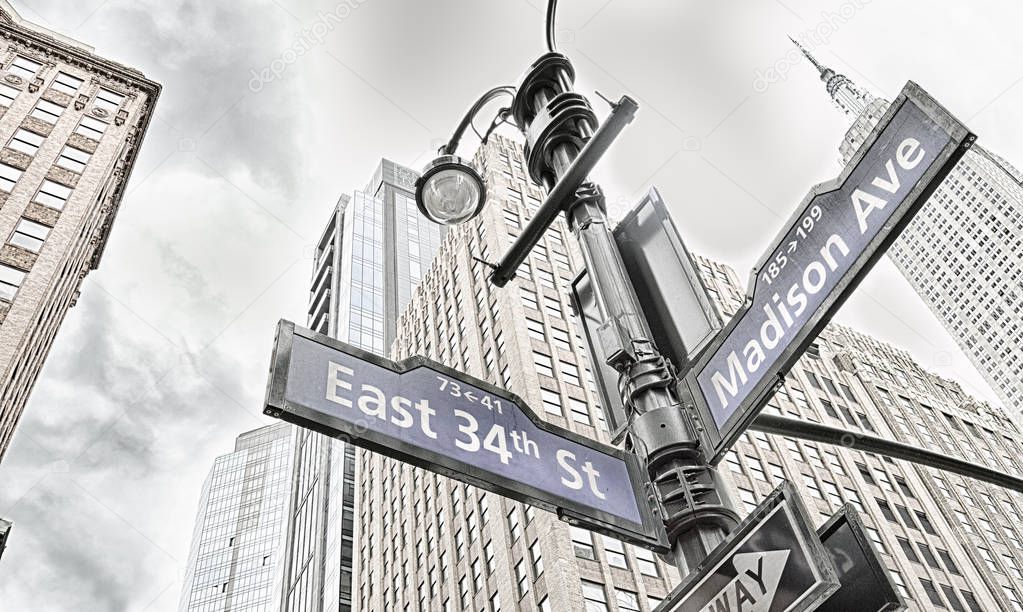 NYC street signs.