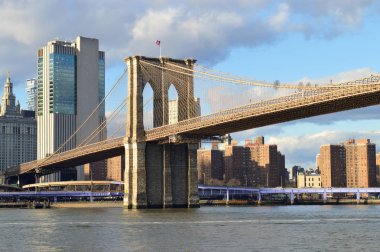 Brooklyn Köprüsü, günbatımı Zamanı.