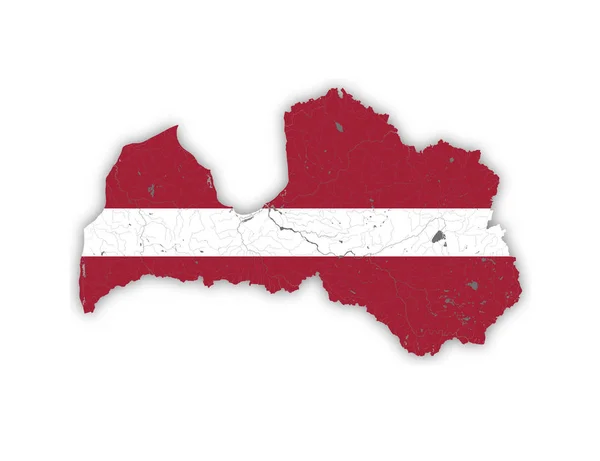 Mapa Łotwy z rzek i jezior w barwach Łotewskiej NAT — Wektor stockowy