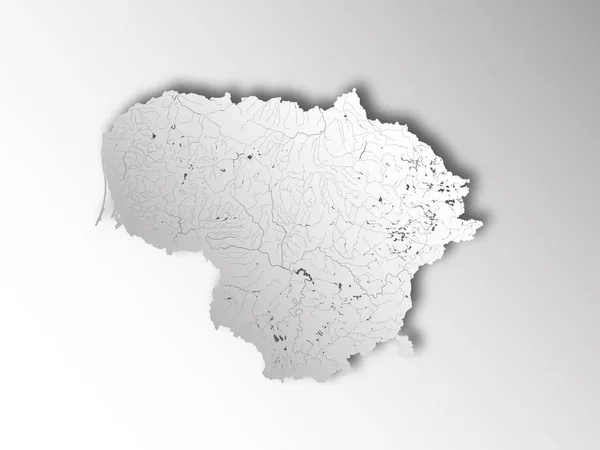 Kaart van Litouwen met meren en rivieren. — Stockvector