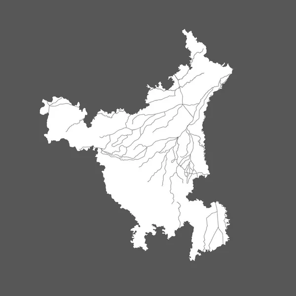 インド州 ハリヤナ州の地図 手作りだ 川や湖が表示されます 私の地図シリーズの他の画像を見てください 彼らはすべて非常に詳細かつ慎重に川や湖で手で描かれています — ストックベクタ