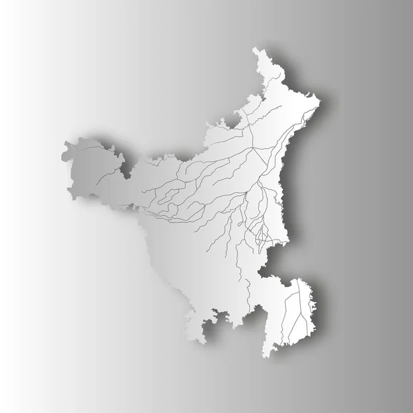 Indische Staaten Landkarte Von Haryana Mit Scherenschnitt Effekt Flüsse Und — Stockvektor