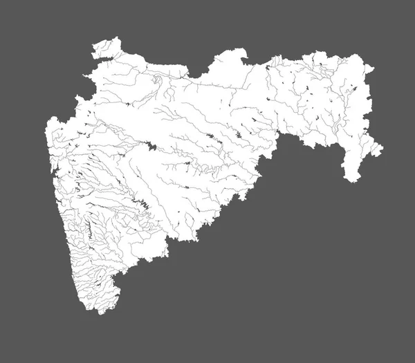 印度邦 马哈拉施特拉邦地图 手工做的展示了河流和湖泊 请看我的其他漫画系列图像 它们都非常详细 都是用Rivers和Lakes手工绘制的 — 图库矢量图片