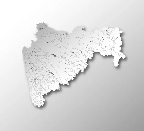 India Afirma Mapa Maharashtra Con Efecto Corte Papel Muestran Ríos — Archivo Imágenes Vectoriales