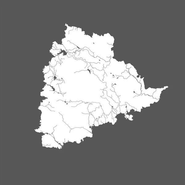 Indie Státy Mapa Telangany Ručně Vyrobeno Zobrazují Řeky Jezera Podívejte — Stockový vektor