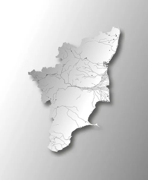 India Afirma Mapa Tamil Nadu Con Efecto Corte Papel Muestran — Vector de stock