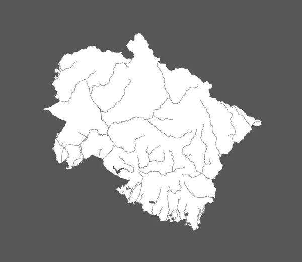 印度邦 Uttarakhand地图 手工做的展示了河流和湖泊 请看我的其他漫画系列图像 它们都非常详细 都是用Rivers和Lakes手工绘制的 — 图库矢量图片