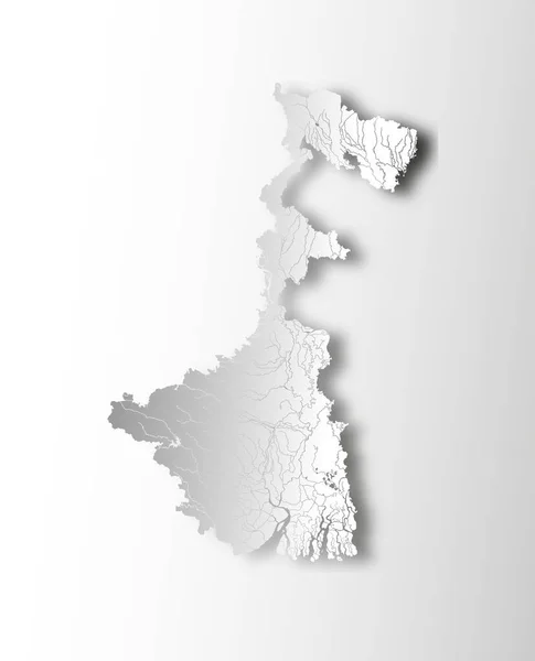India Afirma Mapa Bengala Occidental Con Efecto Corte Papel Muestran — Vector de stock