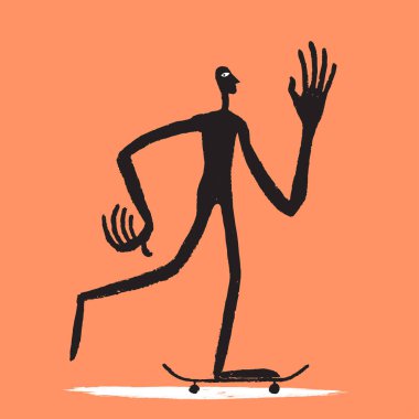 kaykaycı sürme kaykay el çizim tarzı