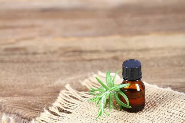 Essential Oil Craft Bottle Fresh Rosemary Leaves Natural Beauty Care — Stock Photo, Image