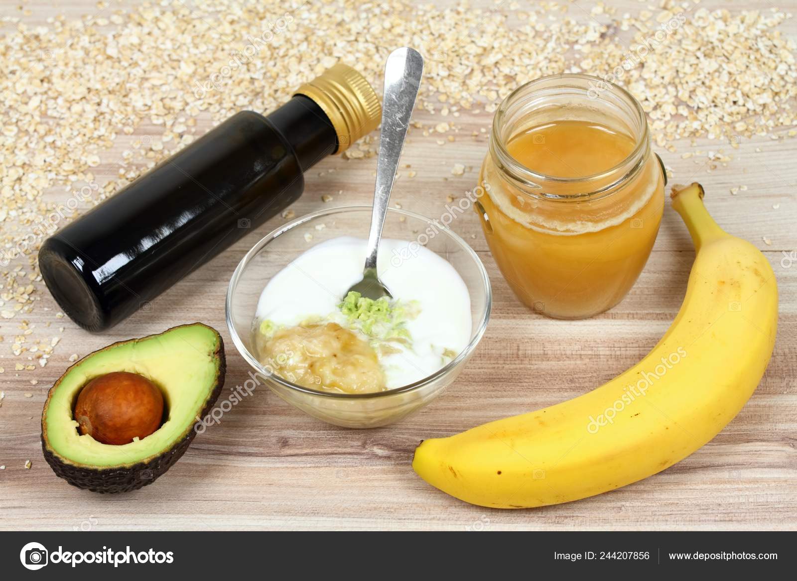 Download Ingredients Easy Homemade Facial Mask Banana Avocado Honey Olive Oil Stock Photo C Svehlik 244207856 PSD Mockup Templates