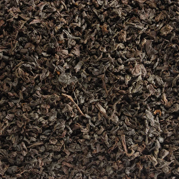 Dark Loose Leaf Tea Background Black Golden Leaves Blend Texture — Stock Photo, Image