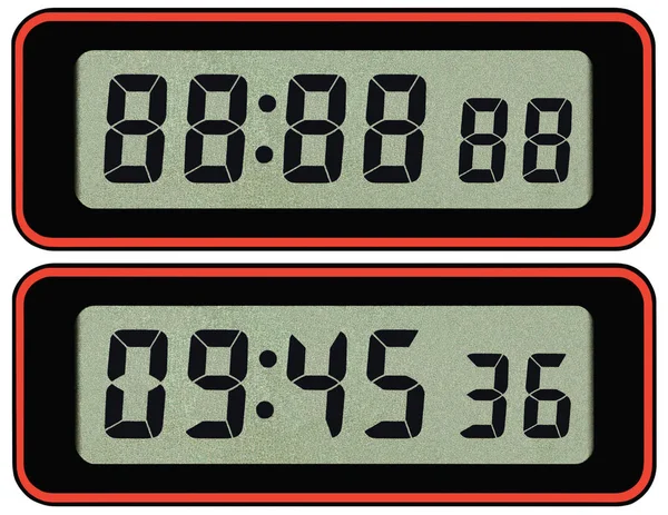 デジタル Lcd のストップウォッチ タイマー書体のテンプレート セグメント ブラック アラビア数字 2進数カウント ダウンの概念を分離した 電子アラーム時計時間桁数字メタファー — ストック写真