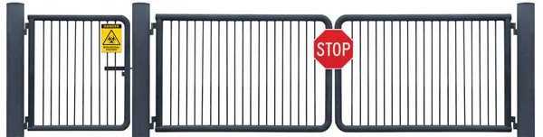 Fahrzeug Sicherheitsschleuse Isoliertes Rotes Stoppschild Gelb Biologische Gefahr Gefahrenwarnung Biohazard — Stockfoto