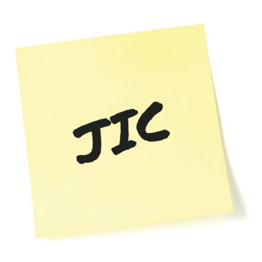 Her ihtimale karşı, JIC kara kalemli kısaltma metni sarı post-it yapılacaklar listesi yapışkan not yapışkan hatırlatıcı makro kapama, not bilgi mesajı, bülten bülteni bilgilendirme konsept belge metaforu
