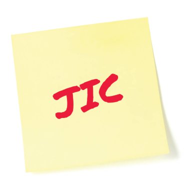 Her ihtimale karşı JIC kırmızı işaretleyici kısaltma metni sarı post-it yapılacaklar listesi yapışkan not yapışkan hatırlatıcı makro kapama, not bilgilendirme mesajı, bülten bülteni bilgilendirme konsept belge metaforu büyük