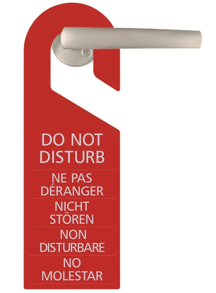 Tag Vertikal Isolerad Hanger Sign Makro Närbild Engelska Franska Tyska — Stockfoto