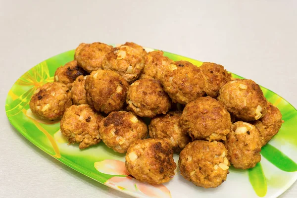 Boulettes Viande Frites Sur Plateau — Photo