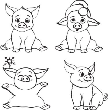 illüstrasyon izole beyaz arka plan üzerinde şirin domuz